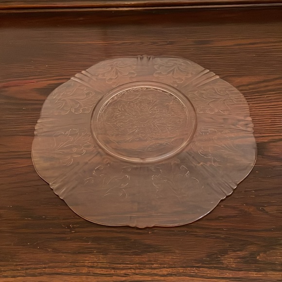 Vintage Large Pink Etched Depression Glass Plate - Picture 5 of 7